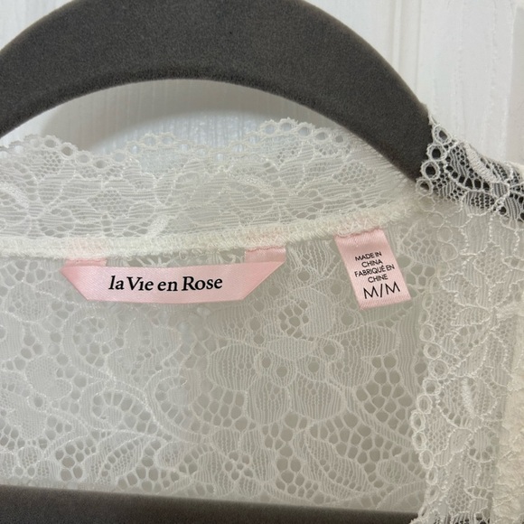 La Vie en Rose, White Lace Robe, Sz M - Picture 3 of 4